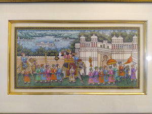 Hand Painted Synthetic Ivory Procession Rare Miniature Painting India Artwork Framed - ArtUdaipur