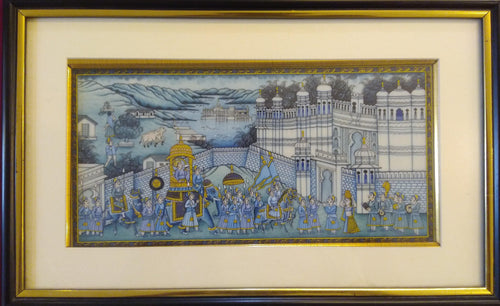 Udaipur City Procession Painting Framed