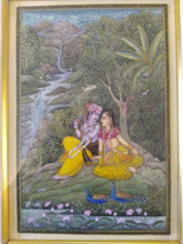 Load image into Gallery viewer, Krishna Radha Indian Miniature Painting Living Room Original Framed - ArtUdaipur
