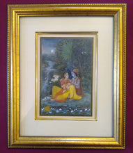Load image into Gallery viewer, Krishna Radha Indian Miniature Painting Living Room Original Framed - ArtUdaipur
