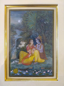 Art Original Indian Miniature Painting for Bed Room Framed Romantic - ArtUdaipur