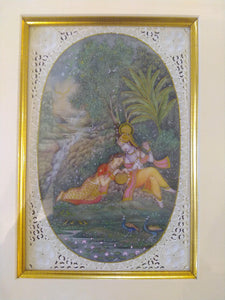 Painting For Home Wall Original Krishna Radha Framed Miniature - ArtUdaipur