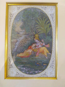 Painting For Home Wall Original Krishna Radha Framed Miniature - ArtUdaipur