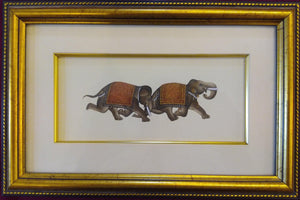 Elephant Paper Painting Framed