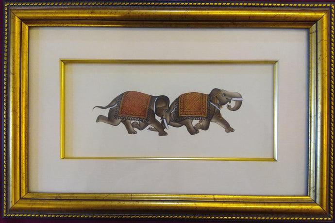 Elephant Paper Painting Framed