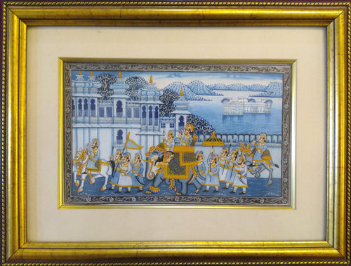 Udaipur City Procession Painting Framed