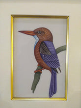 Load image into Gallery viewer, Exotic Framed KingFisher Bird Indian Miniature Painting Gold - ArtUdaipur
