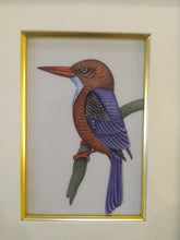 Load image into Gallery viewer, Exotic Framed KingFisher Bird Indian Miniature Painting Gold - ArtUdaipur
