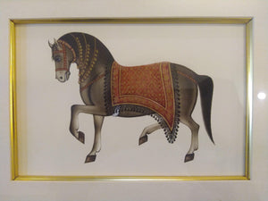 Hand Painted Horse Decor Rare Detailed Miniature Painting India Artwork Animals - ArtUdaipur