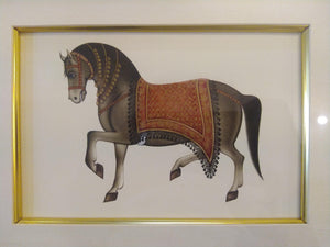 Hand Painted Horse Decor Rare Detailed Miniature Painting India Artwork Animals - ArtUdaipur