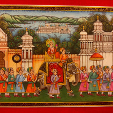 Load image into Gallery viewer, Indian King Maharajah Procession Miniature Painting Traditional Art
