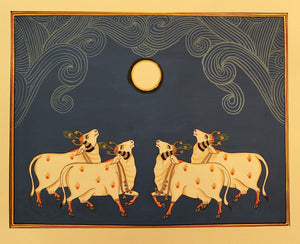 Golden Cows Finest Indian Handmade Pichwai Miniature Painting