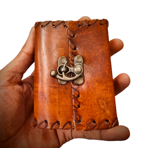 Handcrafted Locked Vintage Leather Bound Journal - 100 Unlined Refillable Pages