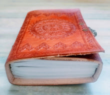 Load image into Gallery viewer, Buy Chakra Embossed Small Size Vintage Leather Journal Diary With Lock
