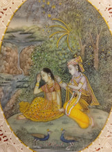 Load image into Gallery viewer, Radha Krishna Love Scene Finest Intricate Miniature Painting
