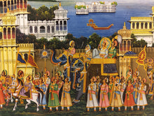 Load image into Gallery viewer, Royal Handmade Procession Painting Fine Art Work of Udaipur
