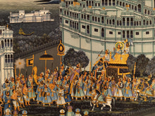 Load image into Gallery viewer, Royal Night Scene Wedding Procession Miniature Painting on Silk

