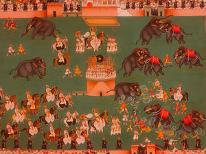Elephant Fight Luxury Finest Museum Art Work Painted on Wasli Paper