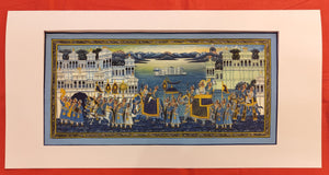 Udaipur Under Moonlight Finest Royal Large Art Work on Silk Cloth