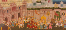 Load image into Gallery viewer, Large 6 by 2 FT Procession Miniature Painting of Udaipur City
