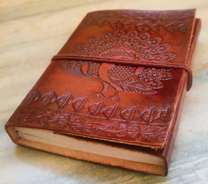 Peacock Embossed Leather Diary