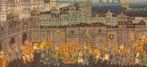 Large Wall Decor Indian Miniature Procession Miniature Painting Art