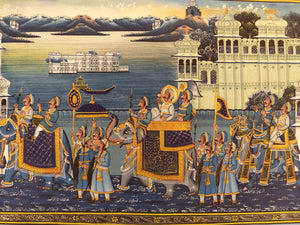 Udaipur Under Moonlight Finest Royal Large Art Work on Silk Cloth