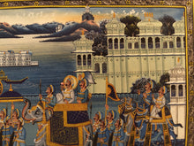 Load image into Gallery viewer, Udaipur Under Moonlight Finest Royal Large Art Work on Silk Cloth

