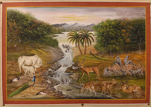 Handmade Jungle Scene Finest Wall Decor Indian Miniature Painting