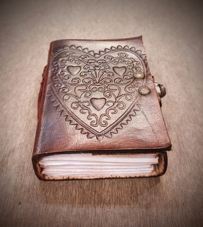 Heart Embossed Leather Bound Leather Journal