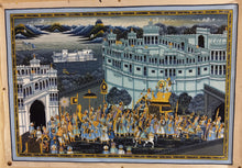 Load image into Gallery viewer, Royal Night Scene Wedding Procession Miniature Painting on Silk
