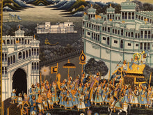 Load image into Gallery viewer, Royal Night Scene Wedding Procession Miniature Painting on Silk
