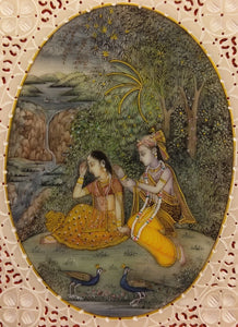 Radha Krishna Love Scene Finest Intricate Miniature Painting