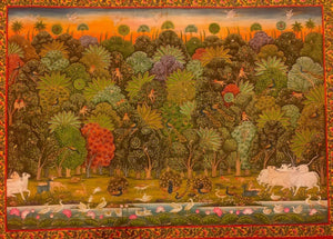 Traditional Pichwai Painting Jungle Scene
