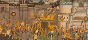 Large Wall Decor Indian Miniature Procession Miniature Painting Art