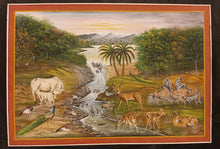 Load image into Gallery viewer, Handmade Jungle Scene Finest Wall Decor Indian Miniature Painting

