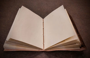 Heart Embossed A5 Sized Large Handmade Leather Bound Journal with Unlined Refillable Pages