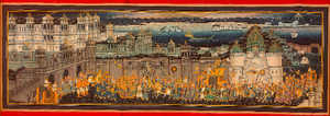 Large Wall Decor Indian Miniature Procession Miniature Painting Art