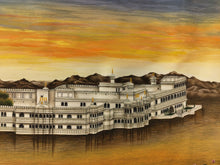 Load image into Gallery viewer, Udaipur Lake Pichola and Aravalli miniature painting detail
