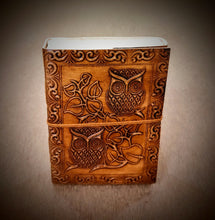 Load image into Gallery viewer, Owl Pair Embossed Vintage Handmade  A5 Size Leather Bound Journal - 100/200 Unlined Recycled Refillable Pages
