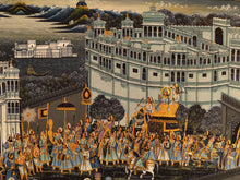 Load image into Gallery viewer, Royal Night Scene Wedding Procession Miniature Painting on Silk
